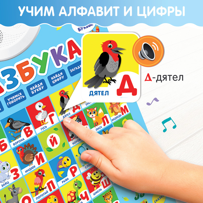 Электронный обучающий плакат «Азбука», работает от батареек Электронный обучающий плакат «Азбука», работает от батареек