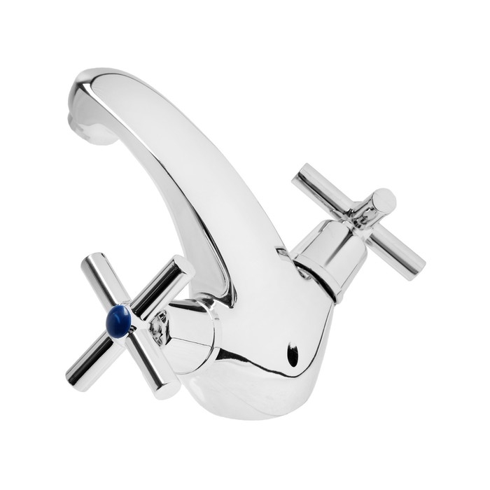 Смеситель для раковины ZEIN Z2736, кран-букса латунь 1/2 Смеситель для раковины ZEIN Z2736, кран-букса латунь 1/2", с подводкой, хром