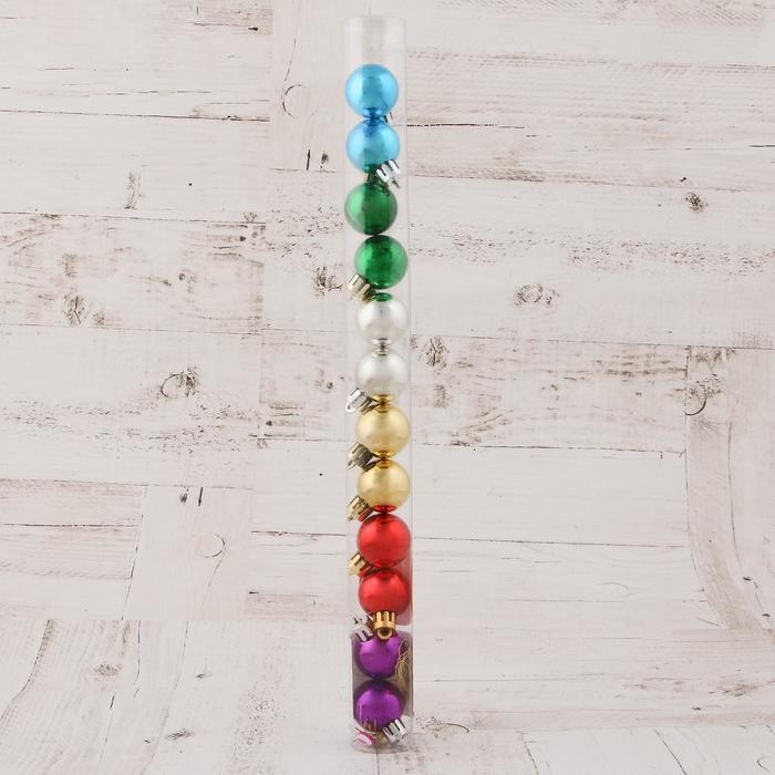 Набор шаров пластик d-3 см, 12 шт Набор шаров пластик d-3 см, 12 шт "Глянец" радужный микс