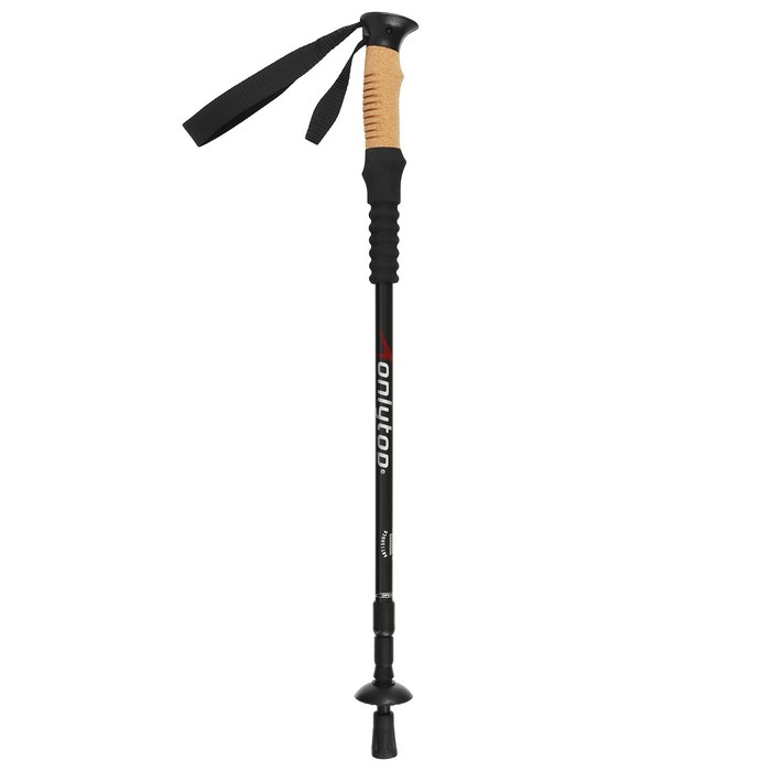 Палка для скандинавской ходьбы ONLITOP, телескопическая, 3 секции, до 135 см, цвет чёрный