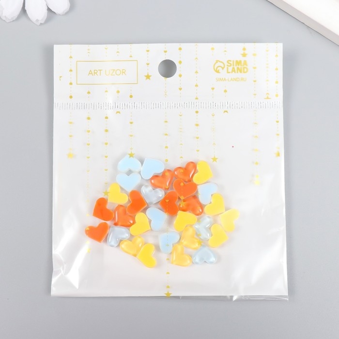 Декор для творчества пластик Декор для творчества пластик "Сердечки яркие" набор 30 шт МИКС 1,1х0,9х0,3 см