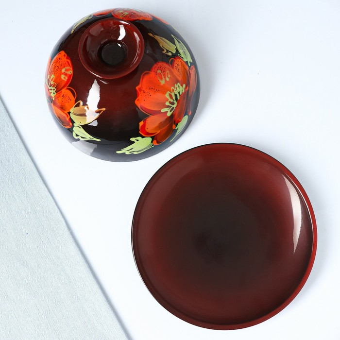 Блинница - хлебница "Застолье" 1,8л / 15х24см, мак на черном