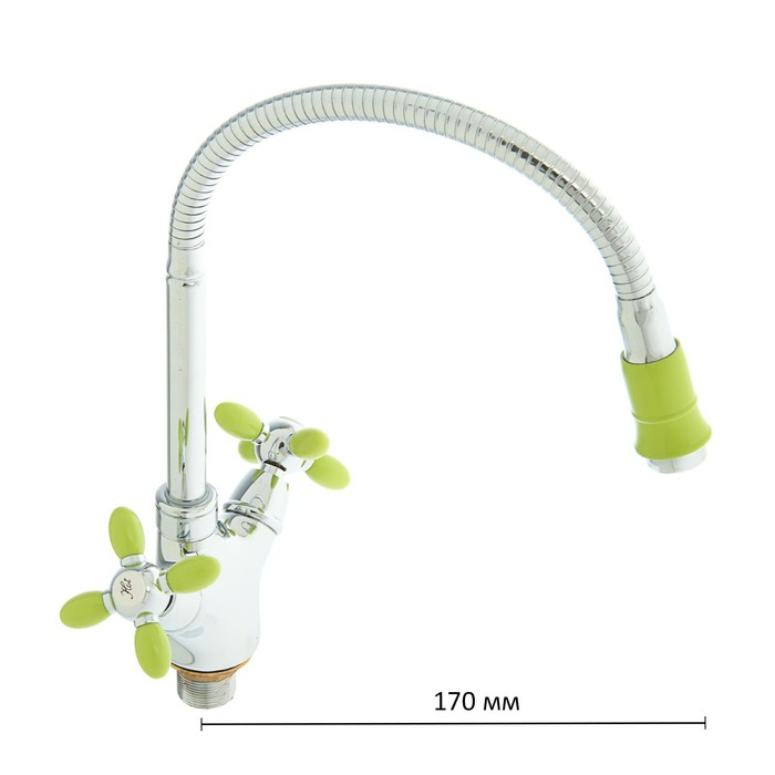Смеситель для кухни Accoona A4882K, двухрычажный, с гибким изливом, зеленый/хром Смеситель для кухни Accoona A4882K, двухрычажный, с гибким изливом, зеленый/хром