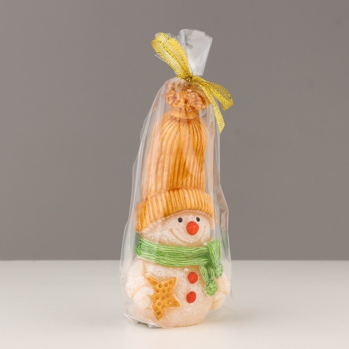 Свеча декоративная "Сказочный снеговик", 6,2х5х13,2 см, металлик