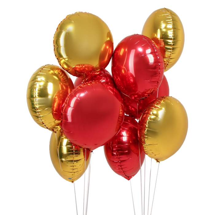Набор фольгированных шаров 18 Набор фольгированных шаров 18" круг «Красно-золотой» 10 шт.