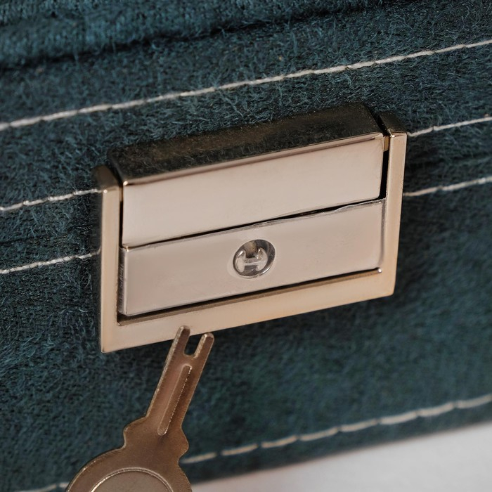 Подставка для украшений «Шкатулка» универсальная, флок, 28×19×6,5, цвет морской Подставка для украшений «Шкатулка» универсальная, флок, 28×19×6,5, цвет морской