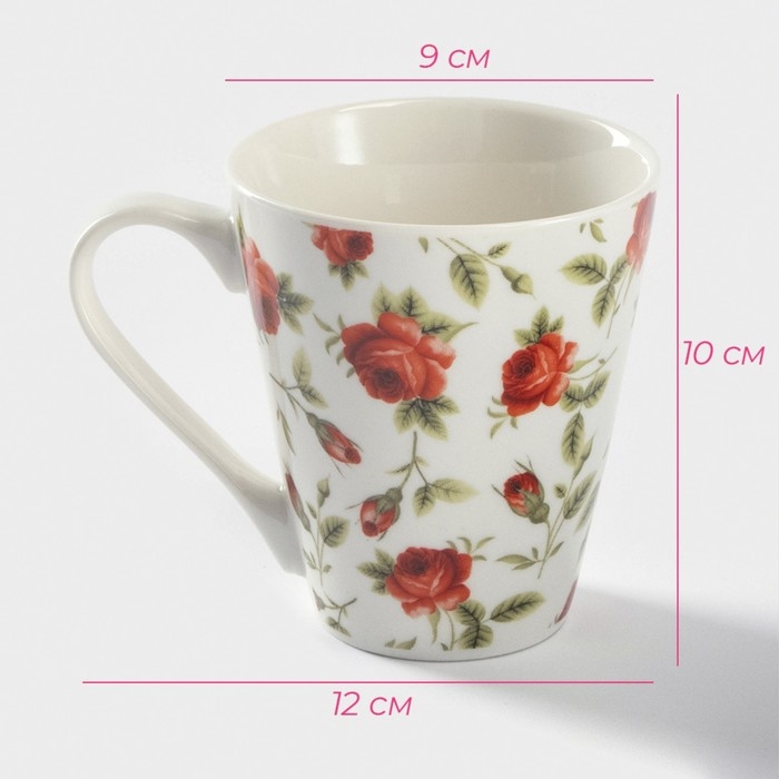 Кружка фарфоровая Доляна &laquo;Цветочный принт&raquo;, 260 мл