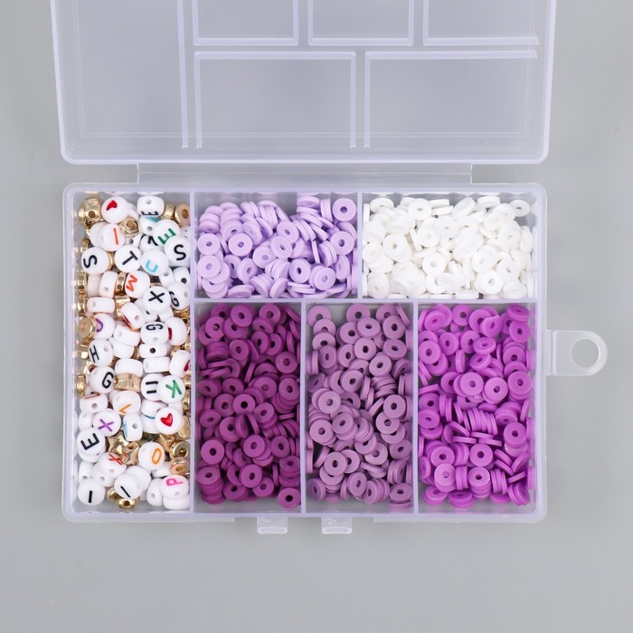 Бусины в шкатулке Бусины в шкатулке "Фиолетовые" нить 0,8 мм 5 м 12х8,4х2,2 см