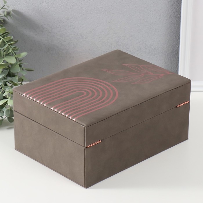 Шкатулка кожзам для украшений  Шкатулка кожзам для украшений "Веточка. Радуга" коричневый 18х24,5х11 см