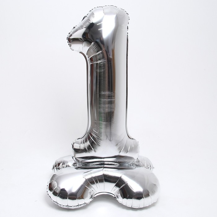 Шар фольгированный 50 Шар фольгированный 50" «Цифра 1», на подставке, серебро