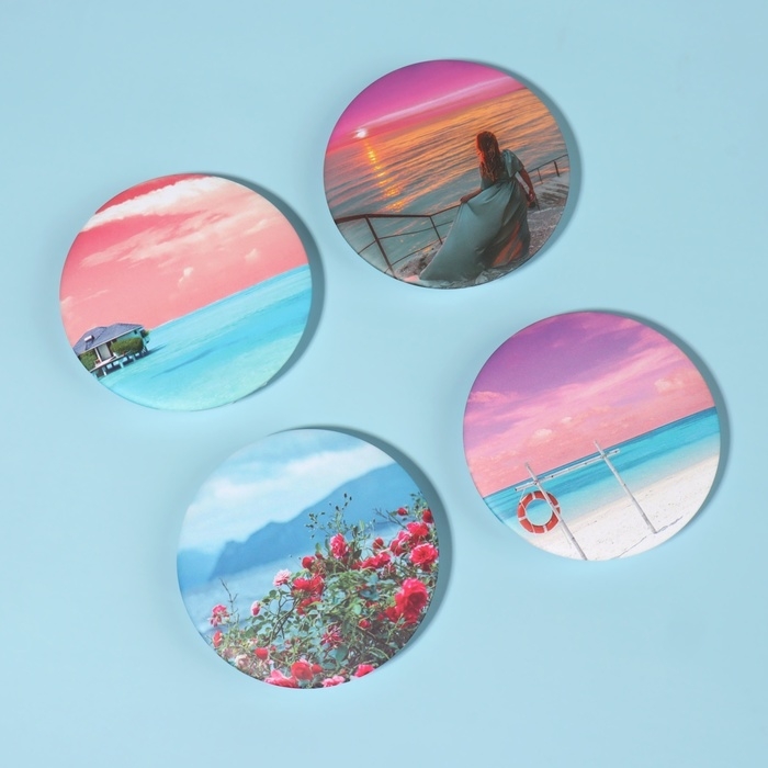 Зеркало складное «Пляж», d = 7,5 см, с увеличением, рисунок МИКС Зеркало складное «Пляж», d = 7,5 см, с увеличением, рисунок МИКС