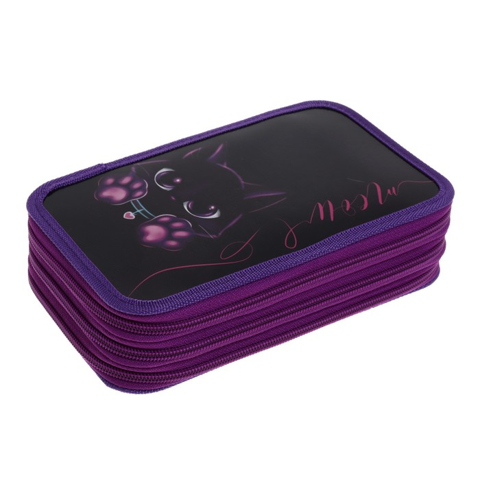 Пенал 3 секции, 125 х 205 х 55 мм, Calligrata 30П26/3 Пенал 3 секции, 125 х 205 х 55 мм, Calligrata 30П26/3 "Котик", ламинированный картон