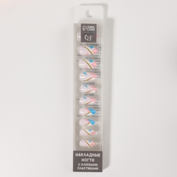 Накладные ногти, 12 шт, с клеевыми пластинами, форма миндаль, разноцветные
