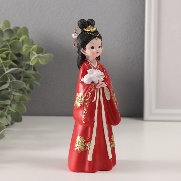 Сувенир полистоун  Сувенир полистоун "Девочка в кимоно" красный 5,2х6х18 см