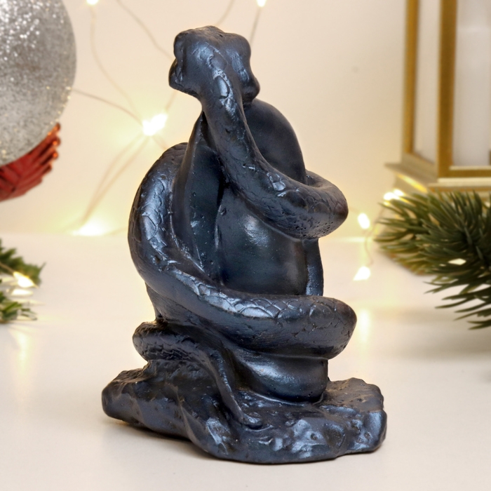 Новый год. Символ 2025. Фигура Новый год. Символ 2025. Фигура "Змея на камне" синий лунный, 9х7х5см