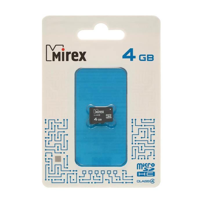 Карта памяти Mirex microSD, 4 Гб, SDHC, класс 4 Карта памяти Mirex microSD, 4 Гб, SDHC, класс 4