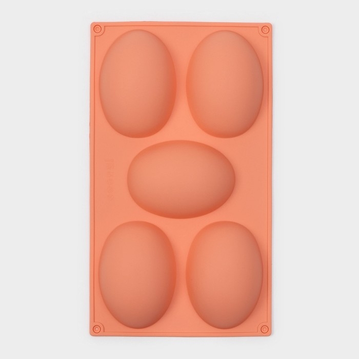 Форма для выпечки Доляна «Яйцо», силикон, 30×17,5 см, 5 ячеек (10×7×3,5 см), цвет МИКС