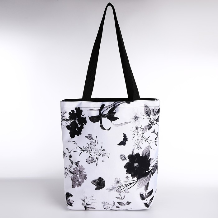 Шопер Шопер "Цветы", 40х12х38 см, цвет чёрный