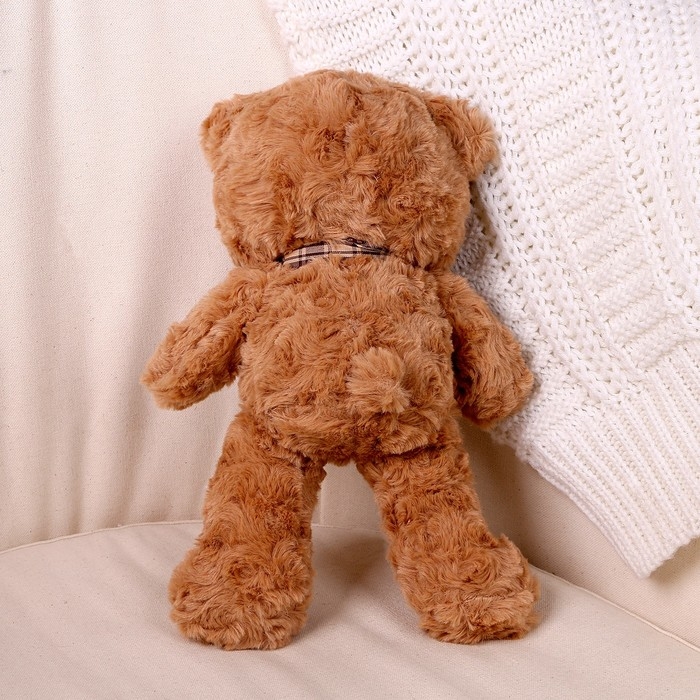 Мягкая игрушка «Медвежонок» с клетчатым бантиком, 30 см, цвет коричневый