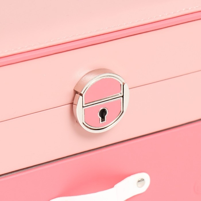 Шкатулка кожзам для украшений Шкатулка кожзам для украшений "Шейла" розовая с коралловым 25,5х18,5х14 см