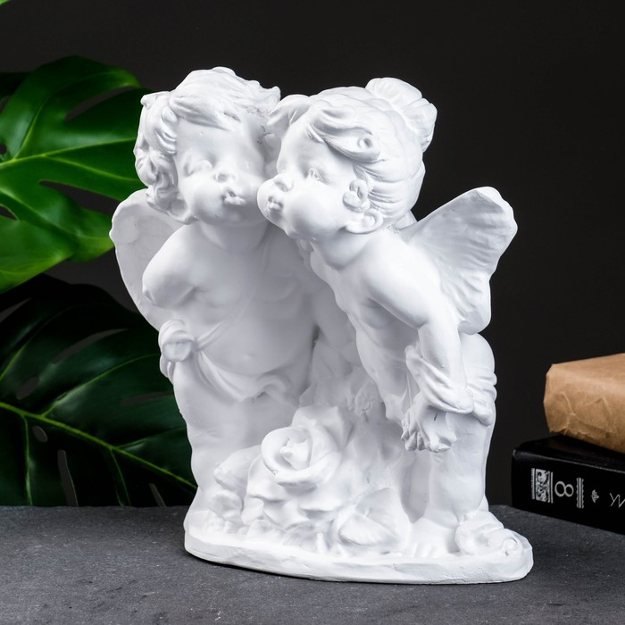 Фигура Фигура "Ангел и Фея с розой" белый 12х26х24см