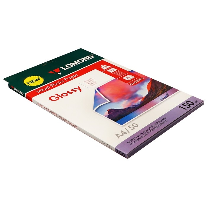 Фотобумага для струйной печати А4, 50 листов LOMOND, 150 г/м2, двусторонняя, глянцевая Фотобумага для струйной печати А4, 50 листов LOMOND, 150 г/м2, двусторонняя, глянцевая