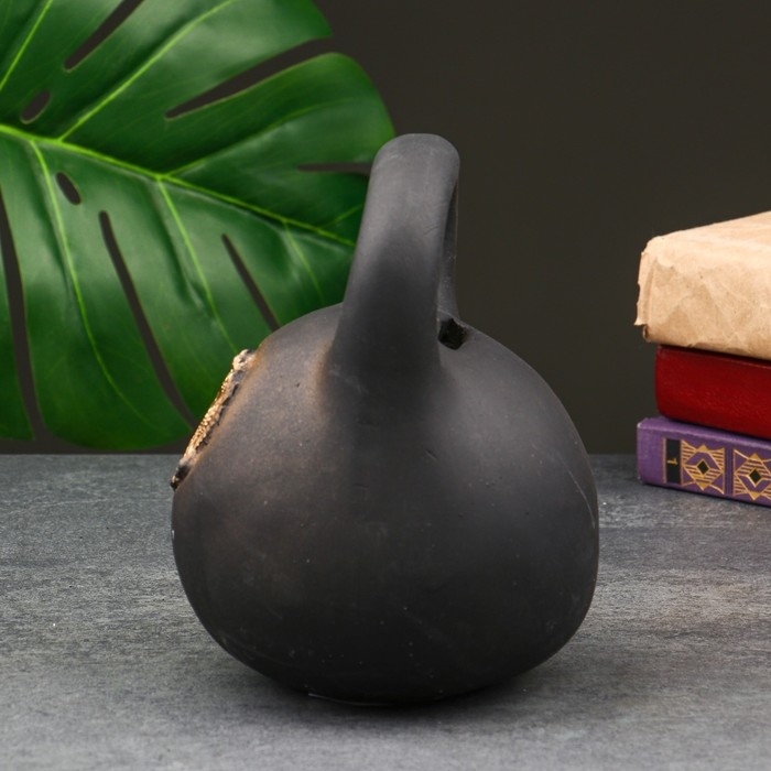 Копилка "Гиря с гербом" черная, 15х15х18см