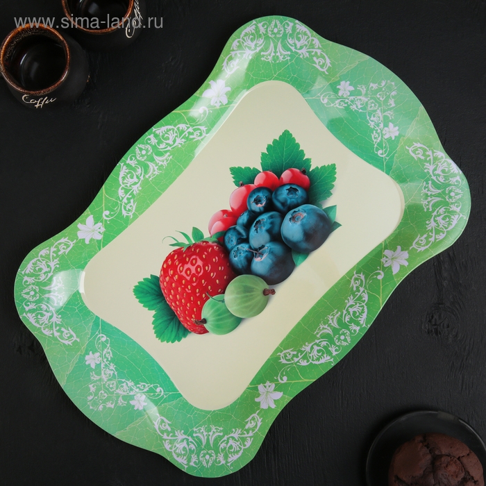 Поднос из нержавеющей стали «Бахмал», 38×24,7 см, рисунок МИКС Поднос из нержавеющей стали «Бахмал», 38×24,7 см, рисунок МИКС