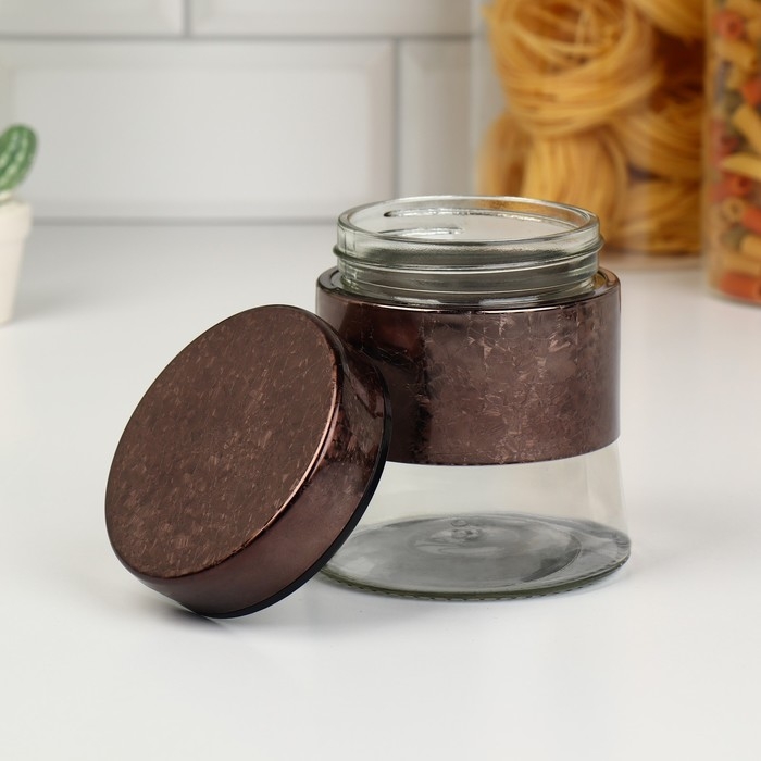 Банки стеклянные для хранения сыпучих продуктов «Богема», 3 предмета: 350/550/800 мл, цвет коричневый