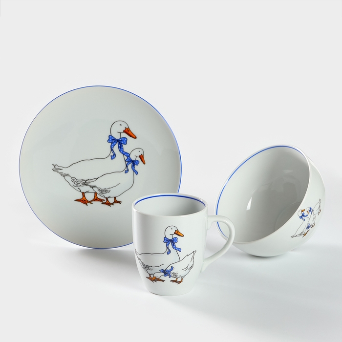 Набор фарфоровый для завтрака «Гуси», 3 предмета Набор фарфоровый для завтрака «Гуси», 3 предмета