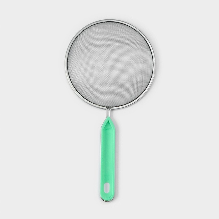 Сито для просеивания с ручкой Доляна «Хозяюшка», d=14 см, цвет зелёный Сито для просеивания с ручкой Доляна «Хозяюшка», d=14 см, цвет зелёный