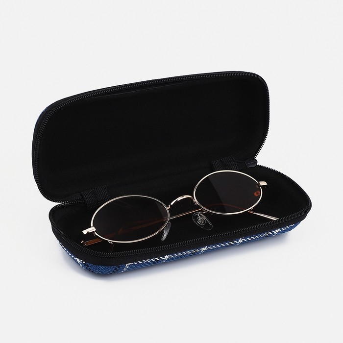 Футляр для очков на молнии, длина 16 см, цвет синий Футляр для очков на молнии, длина 16 см, цвет синий