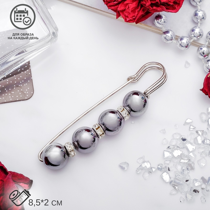 Булавка «Квартет» шар №14, 8,5 см, цвет глянцевый серый в серебре Булавка «Квартет» шар №14, 8,5 см, цвет глянцевый серый в серебре