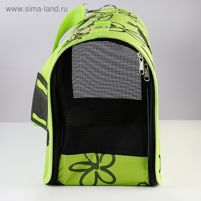 Сумка - переноска для животных  Сумка - переноска для животных "Цветы", зелёная, размер L, 53 х 21 х 29 см