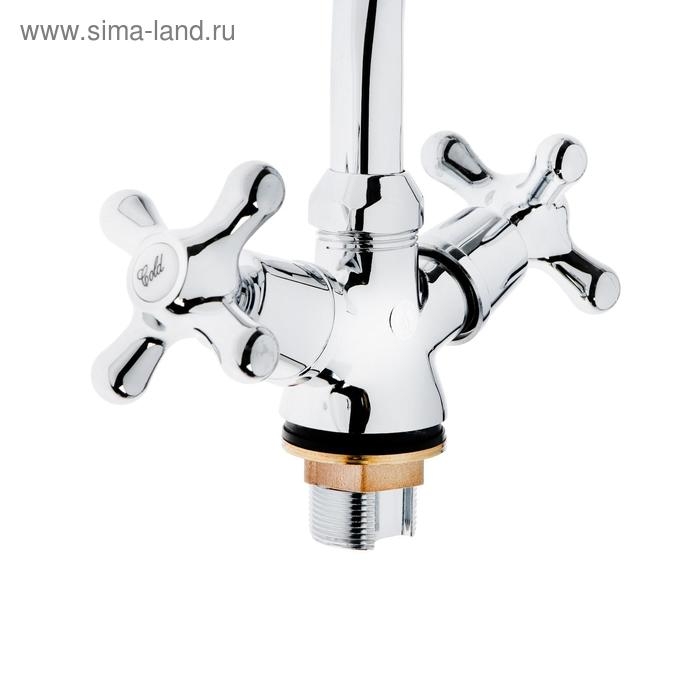 Смеситель для раковины  Смеситель для раковины "Центр Сантехники" 11457, двухвентильный, на гайке, высокий излив, хром