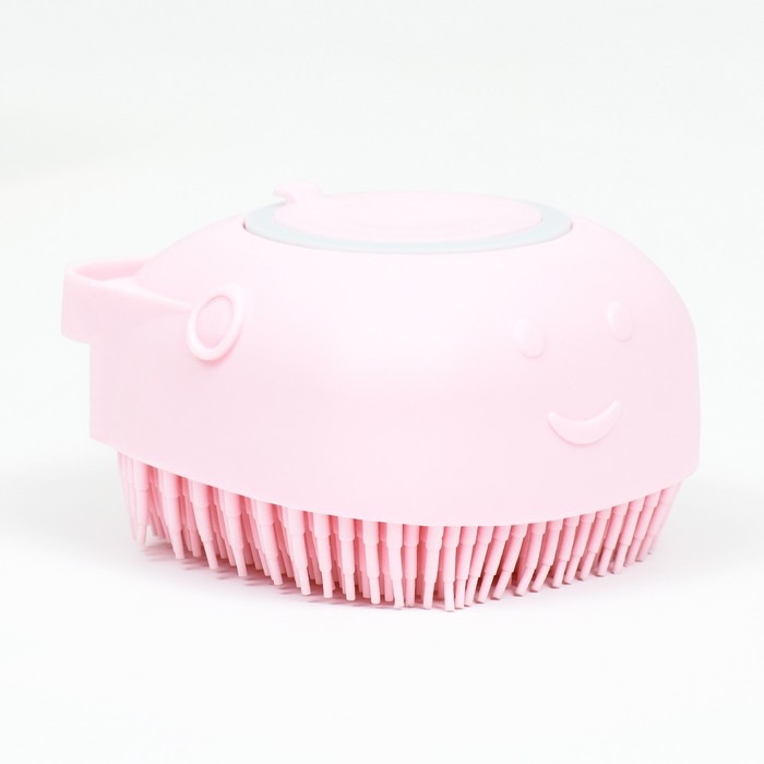 Щётка для мытья и массажа животных, с емкостью для шампуня, розовая Щётка для мытья и массажа животных, с емкостью для шампуня, розовая