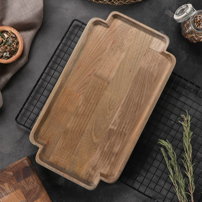 Поднос для подачи Adelica, 35×20×1,8 см, потайные ручки, пропитано маслом, массив берёзы Поднос для подачи Adelica, 35×20×1,8 см, потайные ручки, пропитано маслом, массив берёзы