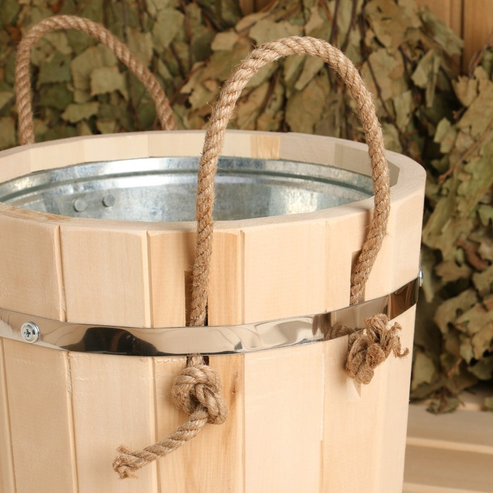 Запарник из липы, 7л, оцинкованная вставка, с крышкой,  Запарник из липы, 7л, оцинкованная вставка, с крышкой, "Добропаровъ"