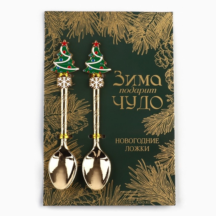 Ложки новогодние чайные с формовой ручкой «Новый год: Верь в чудеса», 11 х 3 см Ложки новогодние чайные с формовой ручкой «Новый год: Верь в чудеса», 11 х 3 см