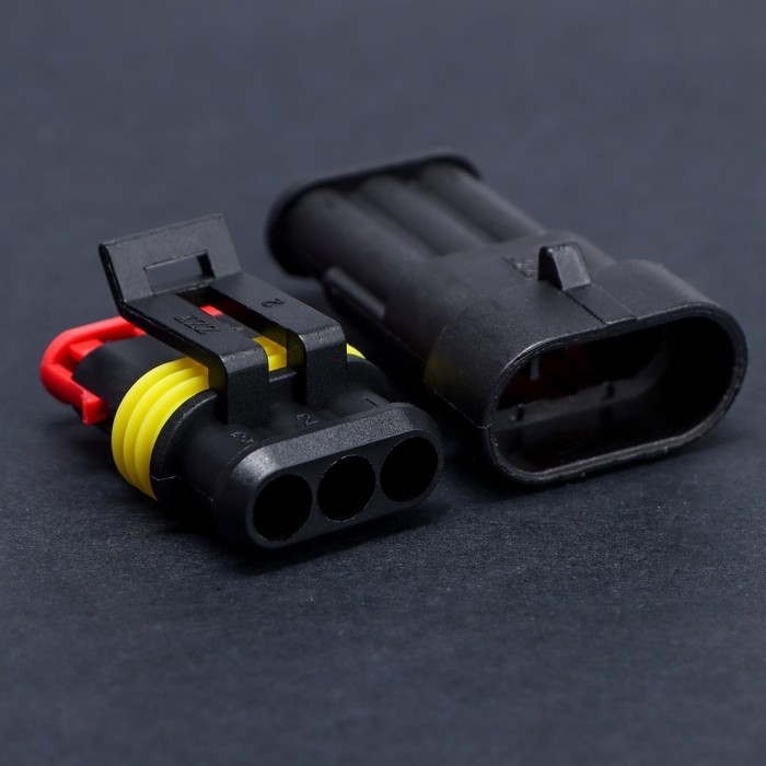 Разъем автомобильный, герметичный штекер-гнездо DJ7031-1.5-11/21 3 контакта, набор 2 шт Разъем автомобильный, герметичный штекер-гнездо DJ7031-1.5-11/21 3 контакта, набор 2 шт