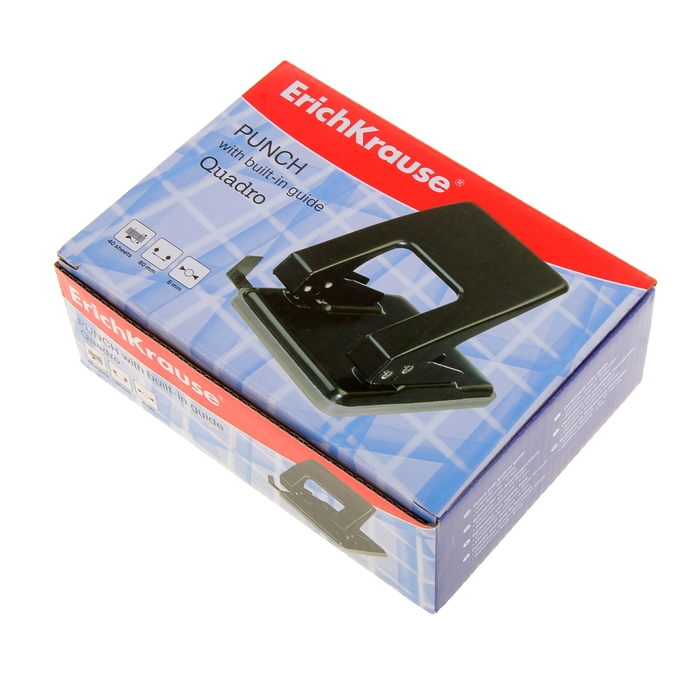 Дырокол до 40 листов ErichKrause Quadro, диаметр прокола 6мм, расстояние между проколами 80мм, микс Дырокол до 40 листов ErichKrause Quadro, диаметр прокола 6мм, расстояние между проколами 80мм, микс