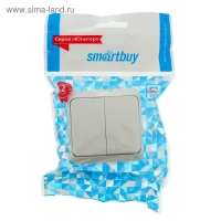 Выключатель Smartbuy "Юпитер", 10 А, 2 клавиши, наружный, белый