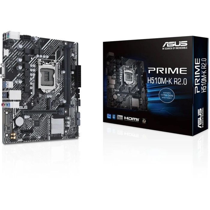Материнская плата Asus Prime H510M-K R2.0, LGA 1200, H510, 2xDDR4, VGA, HDMI, mATX Материнская плата Asus Prime H510M-K R2.0, LGA 1200, H510, 2xDDR4, VGA, HDMI, mATX