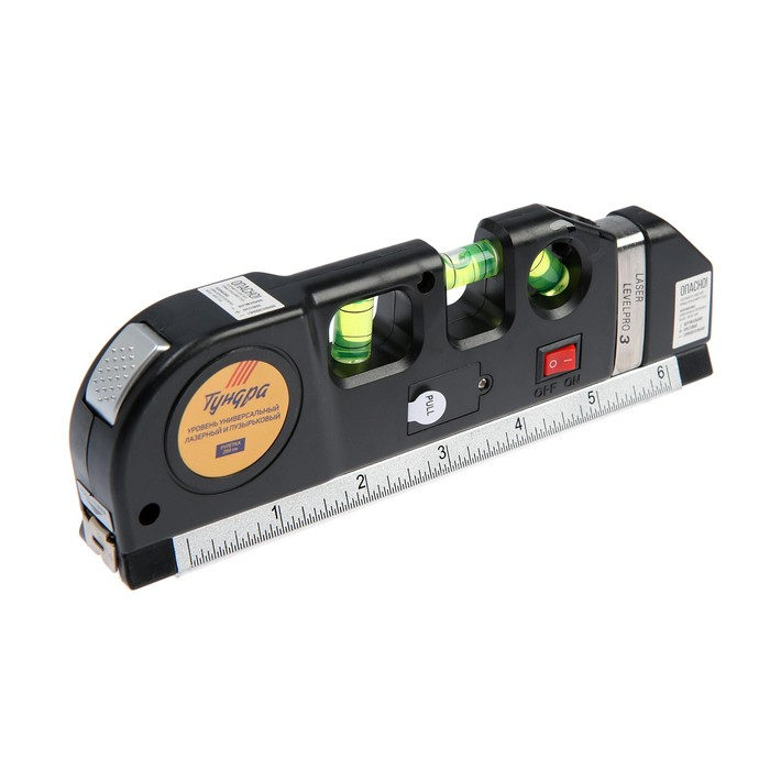 Уровень универсальный 4 в 1 ТУНДРА, лазерный, пузырьковый, рулетка 2.5 м, линейка 150 мм Уровень универсальный 4 в 1 ТУНДРА, лазерный, пузырьковый, рулетка 2.5 м, линейка 150 мм