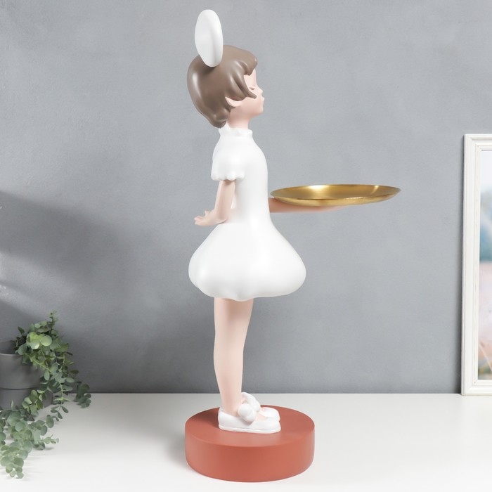 Сувенир полистоун подставка  Сувенир полистоун подставка "Малышка с ушками, в белом платьице" d=26 см 81х40х40 см