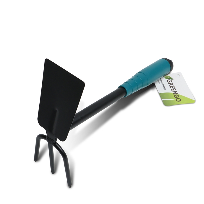 Мотыжка комбинированная Greengo, длина 28 см, 3 зубца, пластиковая ручка Мотыжка комбинированная Greengo, длина 28 см, 3 зубца, пластиковая ручка