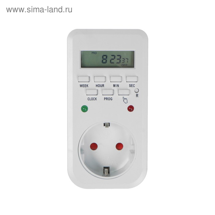 Розеточный электронный таймер недельный Luazon Lighting, 16A, шаг 1 мин, 220 В
