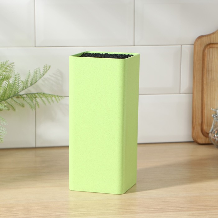 Подставка для ножей с наполнителем Доляна «Нежность», 10×22 см, цвет зелёный Подставка для ножей с наполнителем Доляна «Нежность», 10×22 см, цвет зелёный