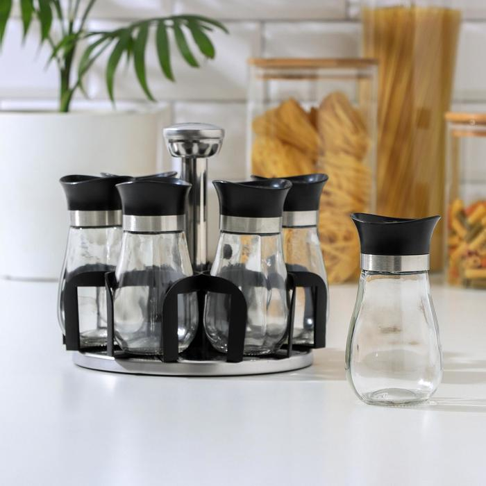 Набор для специй из стекла на подставке &laquo;Сияние&raquo;, 5,5&times;11 см, 6 шт