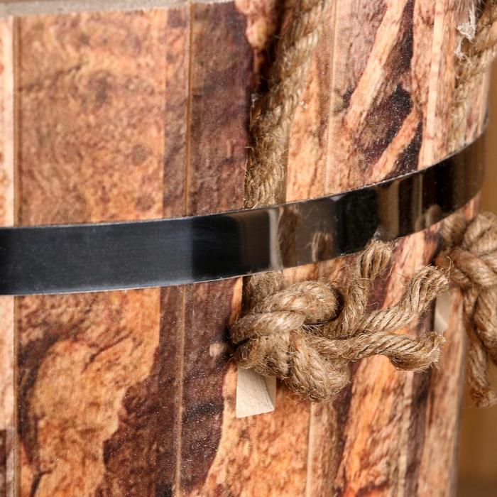 Запарник из липы, 13 л, пластиковая вставка, нержавеющий обод, ручки веревки,  Запарник из липы, 13 л, пластиковая вставка, нержавеющий обод, ручки веревки, "Кора тёмная"